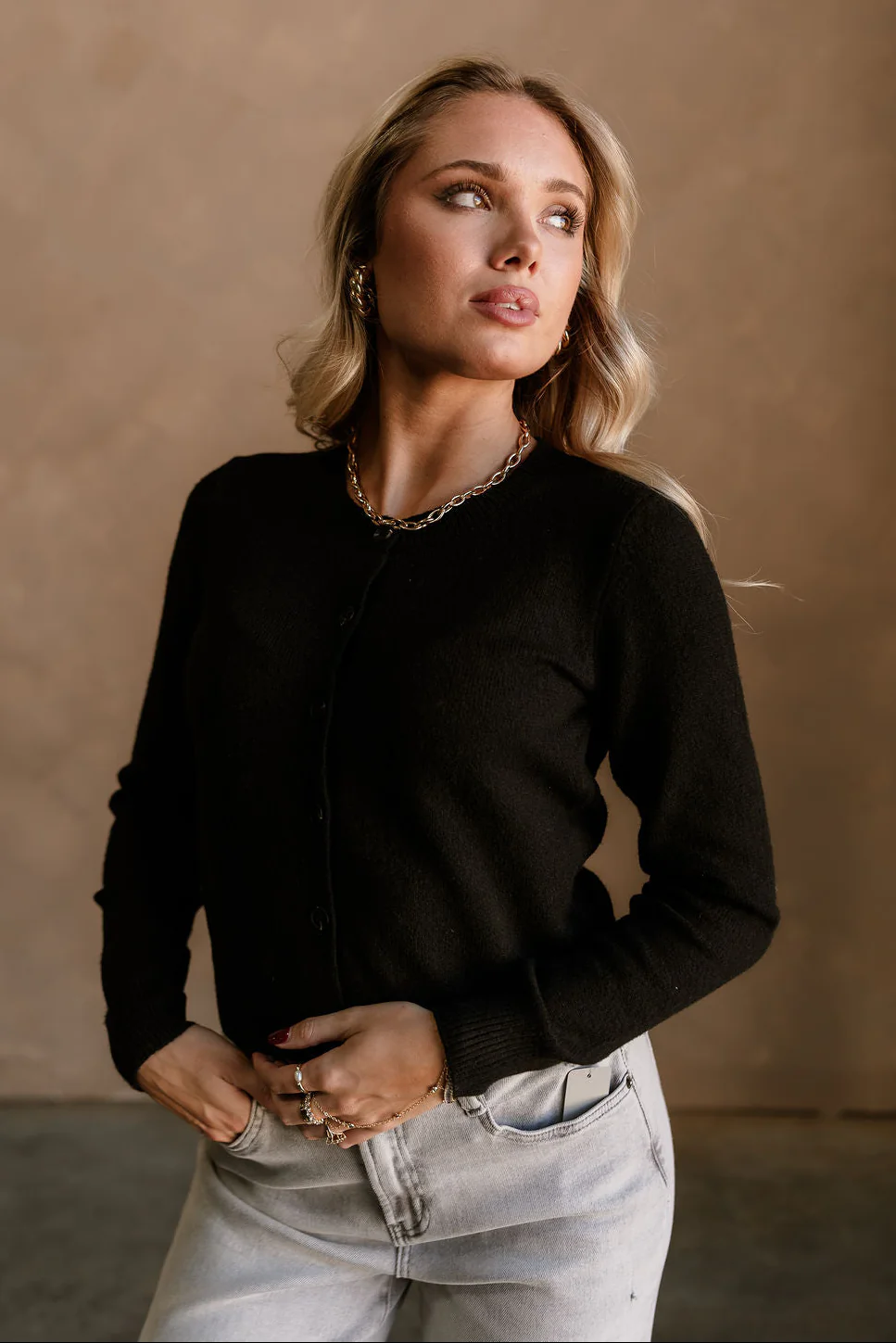 Sami Black Button Up Cardigan