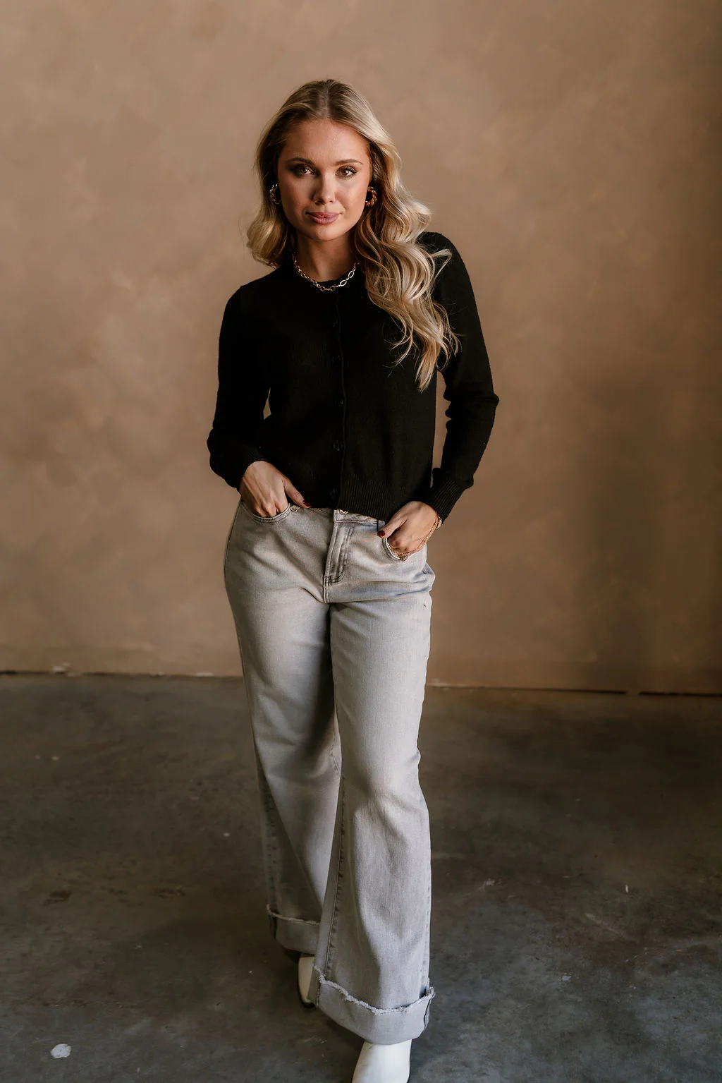 Sami Black Button Up Cardigan - Image 2