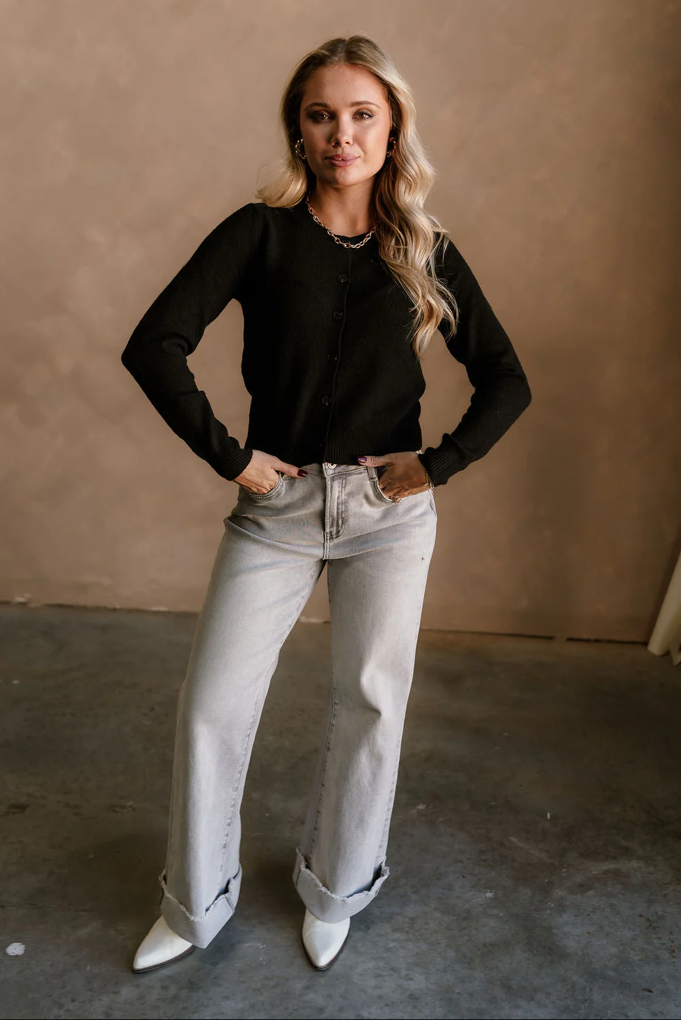 Sami Black Button Up Cardigan - Image 3