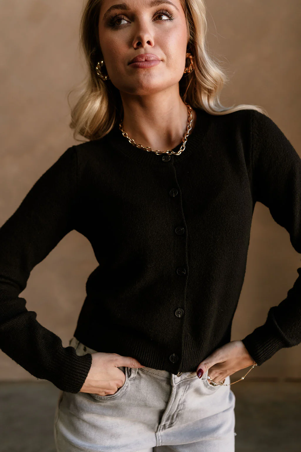 Sami Black Button Up Cardigan - Image 4
