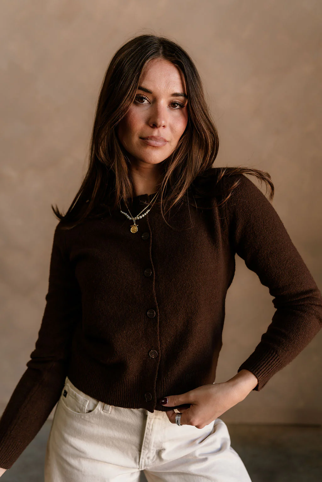 Sami Brown Button Up Cardigan - Image 4