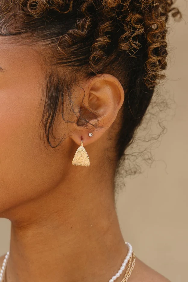 Sami Hammered Gold Dipped Hoop Earrings - Image 3
