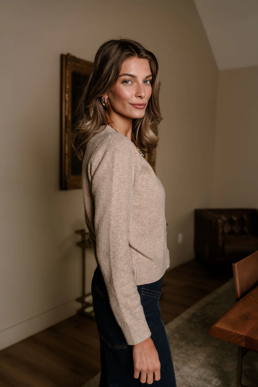 Sami Khaki Button Up Cardigan - Image 8