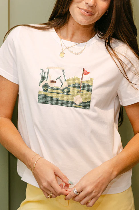 Sami White Golf Cart Graphic Tee - Image 8