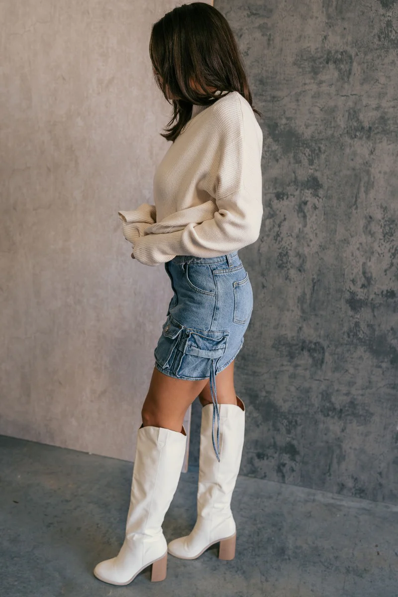 Samira Blue Denim Mini Cargo Skirt - Image 7