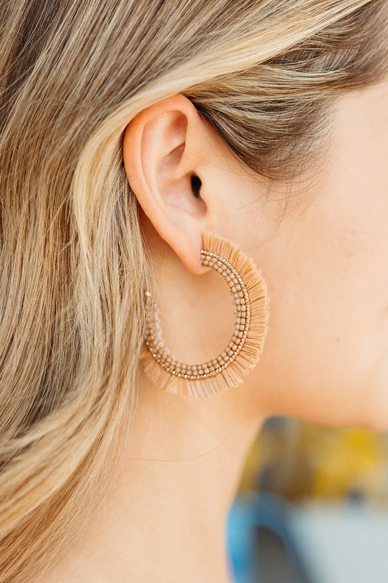 Santa Cruz Hoop Earrings in Light Brown
