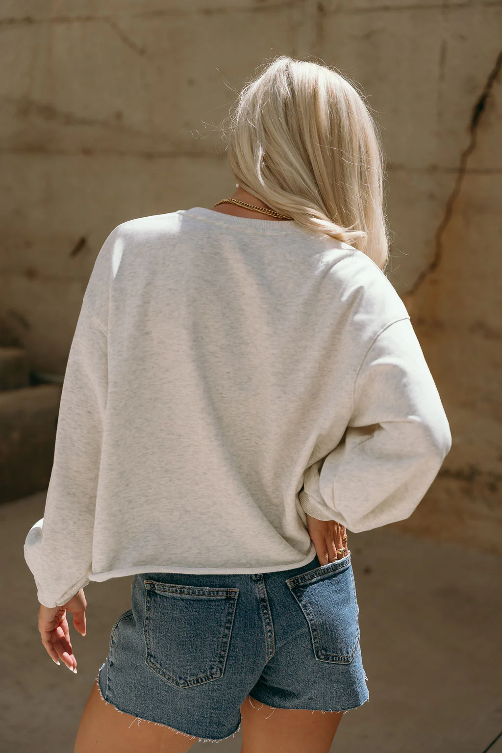 Sarah USA Heather Grey Multi Cropped Sweatshirt - Image 7