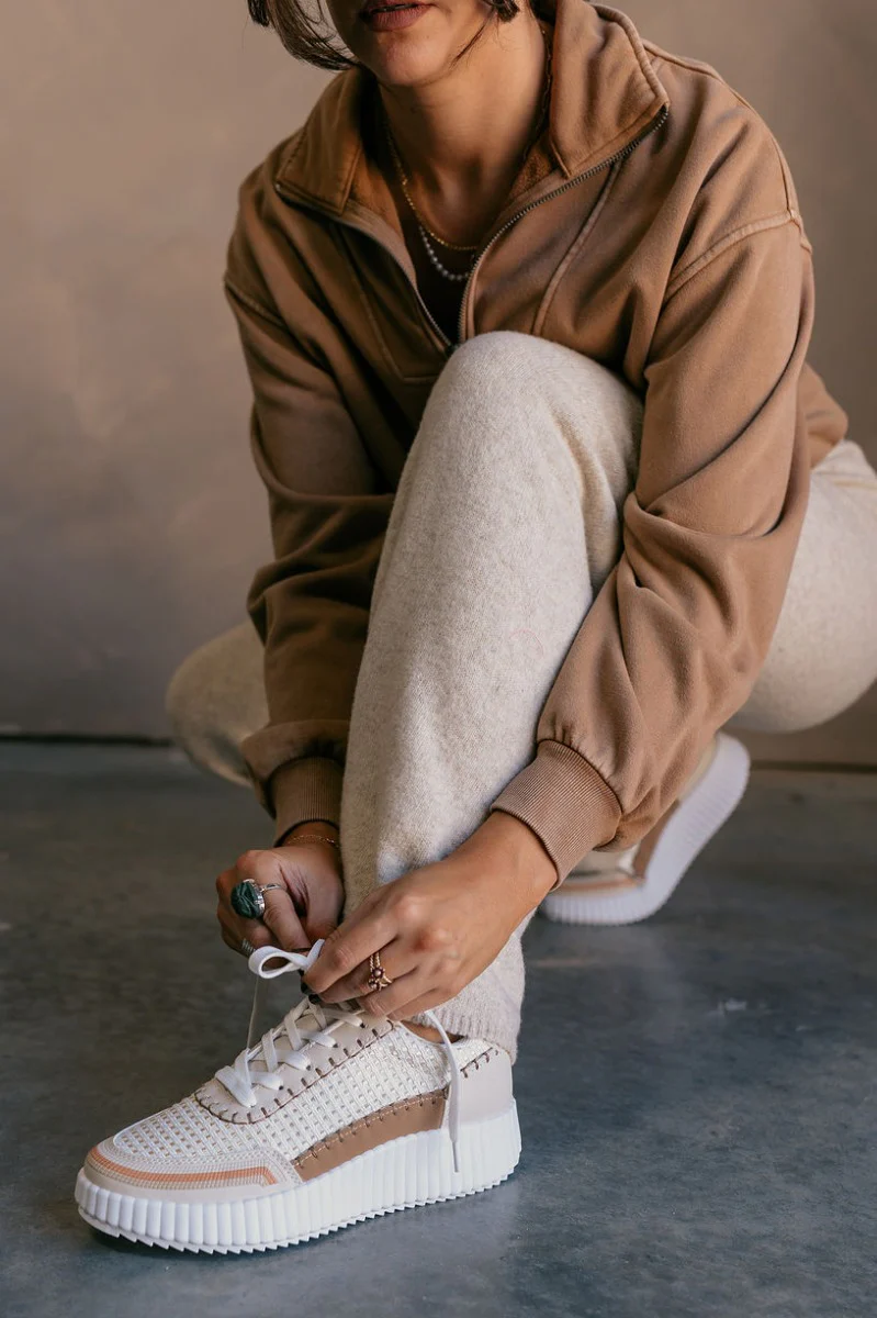 Sarki White Multi Textured Lace Up Sneakers - Image 4