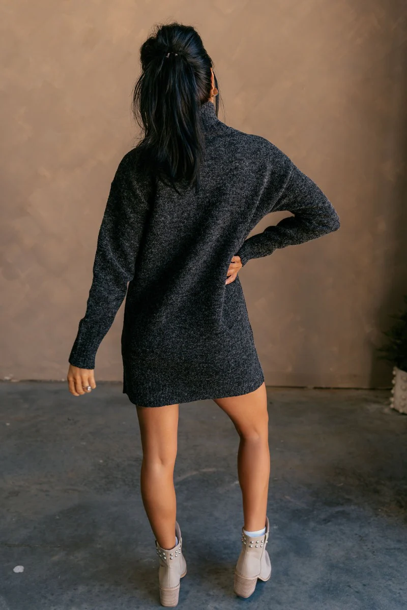 Sasha Black Mock Neck Sweater Dress - Image 6