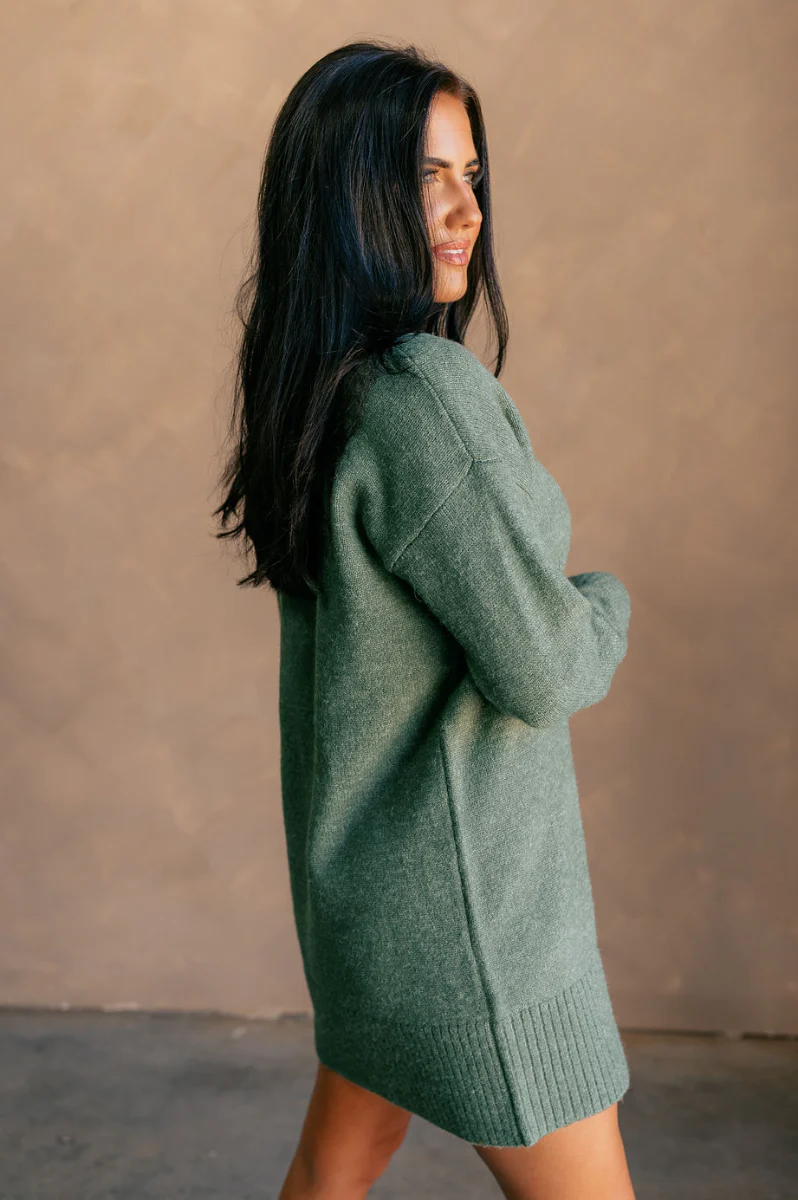 Sasha Green Mock Neck Sweater Dress - Image 7