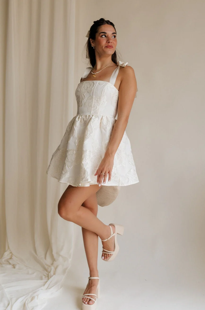 Sasha Off White Tie Strap Mini Dress - Image 7