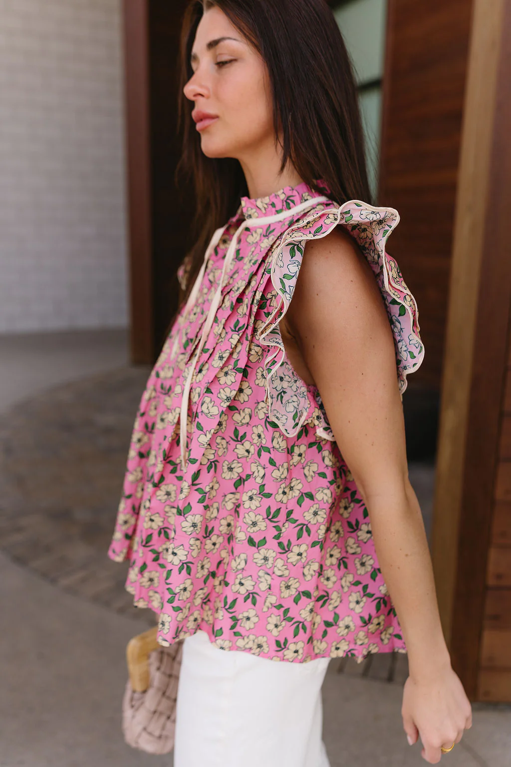 Sasha Pink Floral Ruffle Top - Image 5