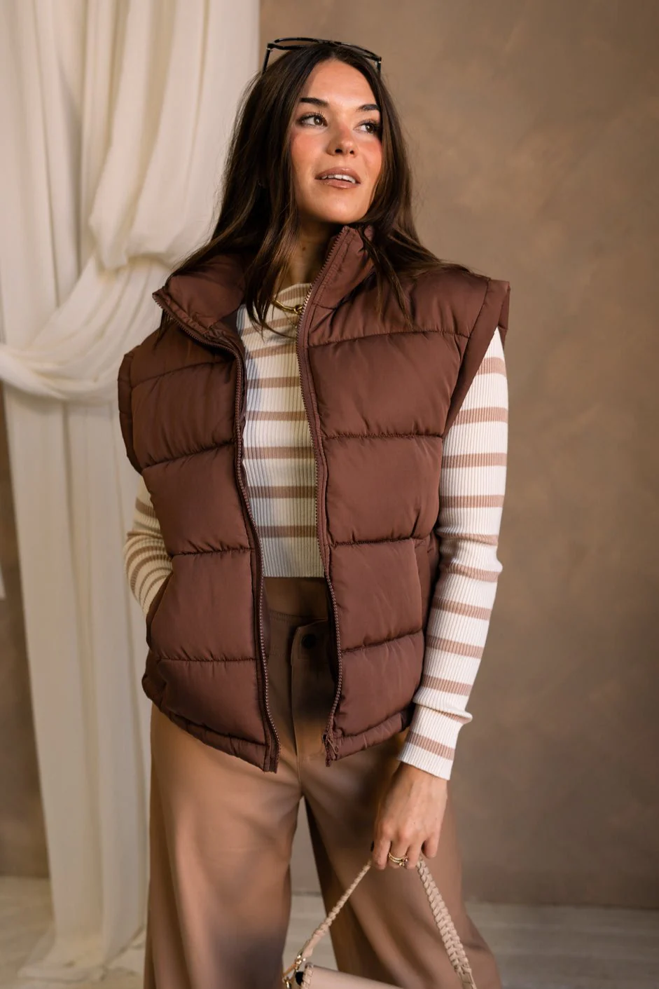 Savannah Brown Puffer Vest - Image 3