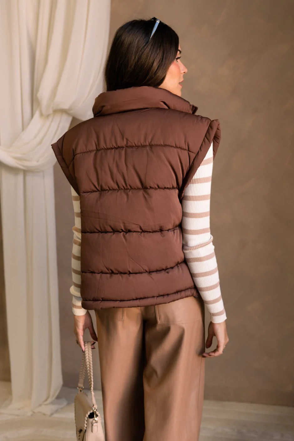 Savannah Brown Puffer Vest - Image 4