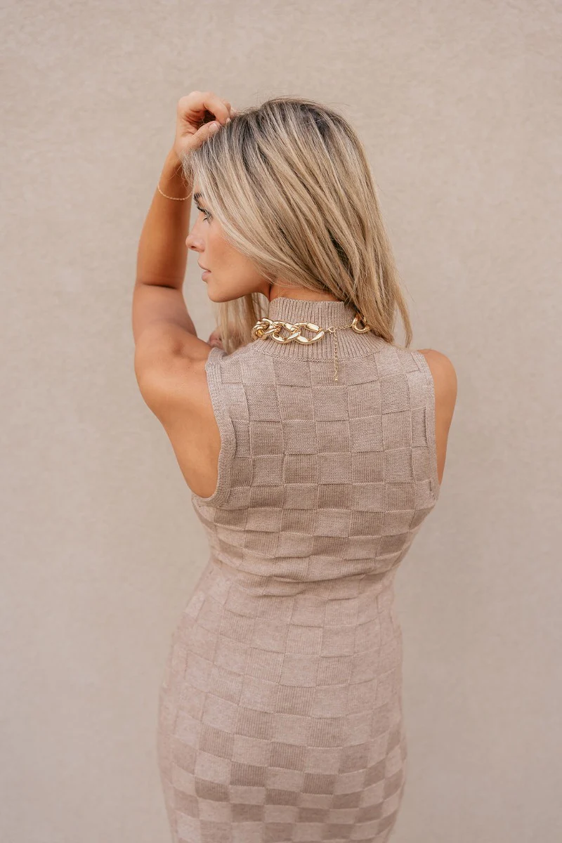 Savannah Tan Monochromatic Midi Sweater Dress - Image 5