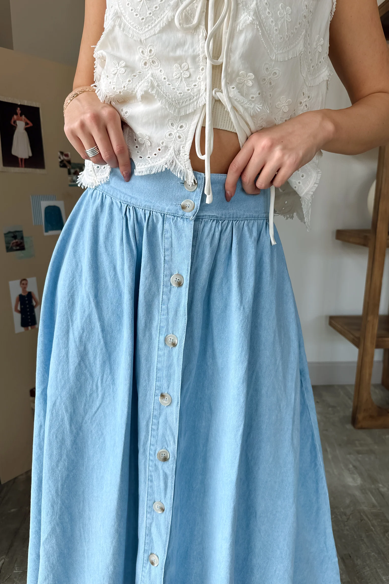 Saylor Light Denim Midi Skirt - Image 2