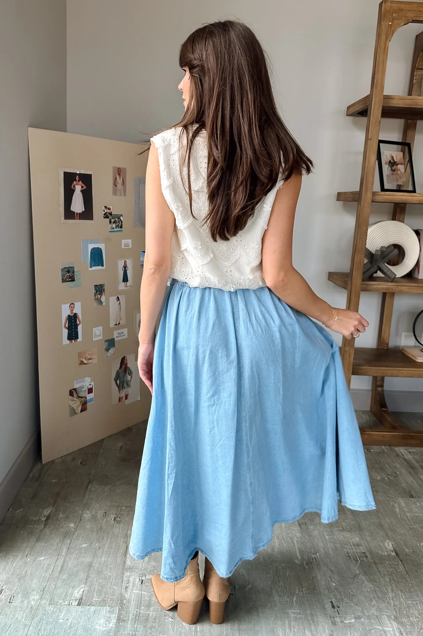 Saylor Light Denim Midi Skirt - Image 3