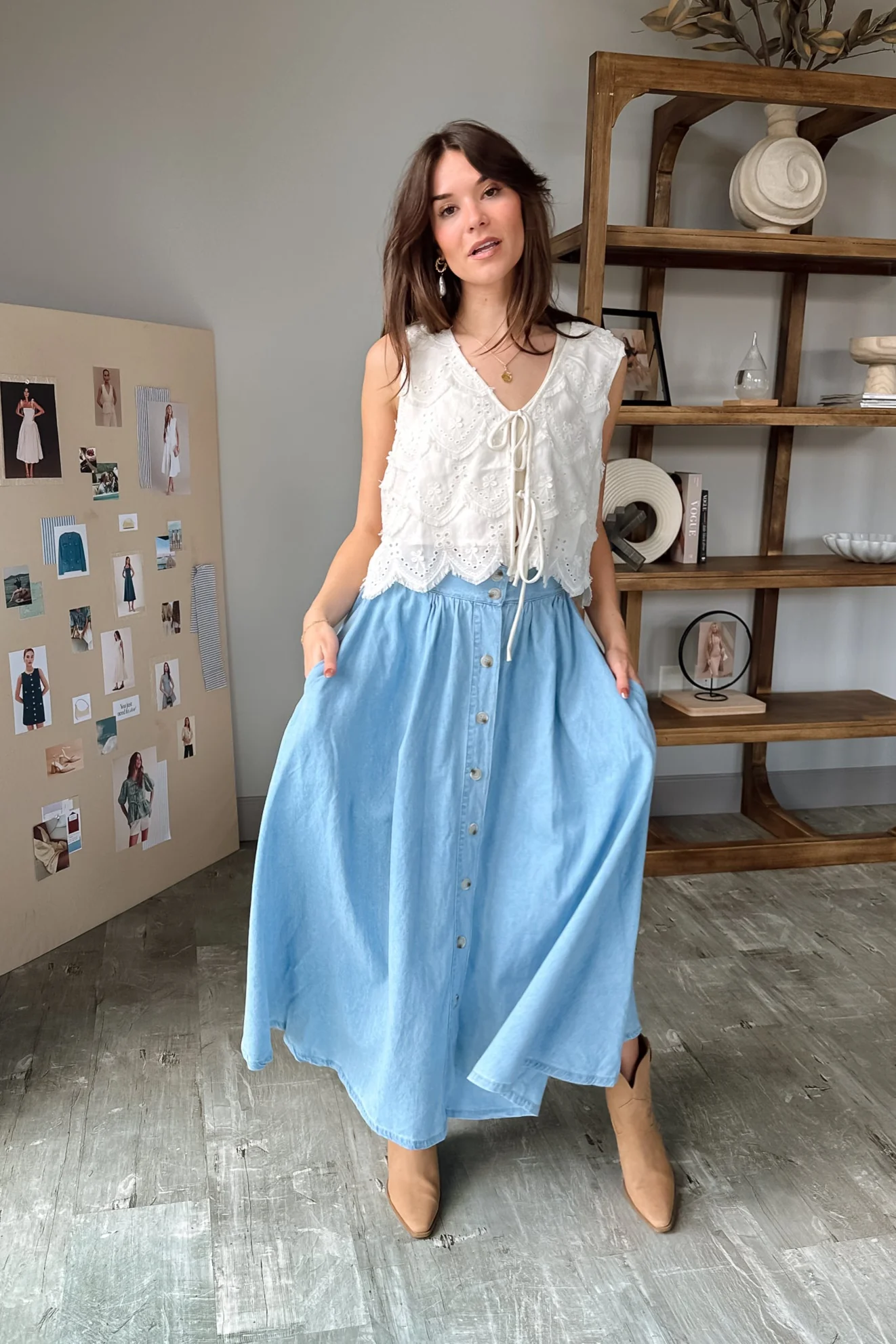 Saylor Light Denim Midi Skirt - Image 6