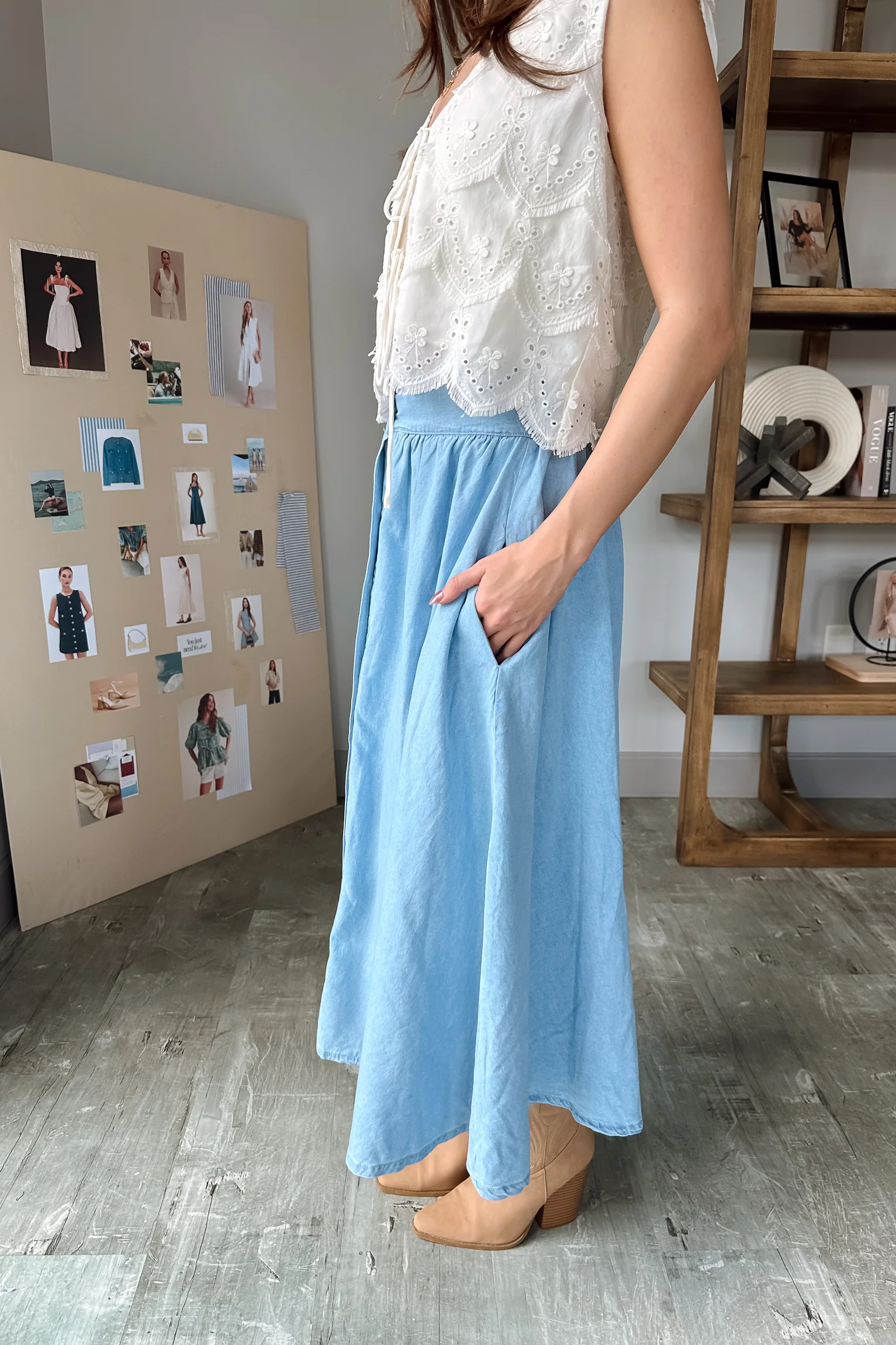 Saylor Light Denim Midi Skirt - Image 7