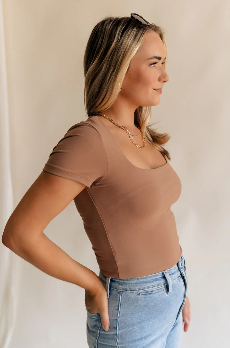 Saylor Toffee Brown Short Sleeve Top - Image 3