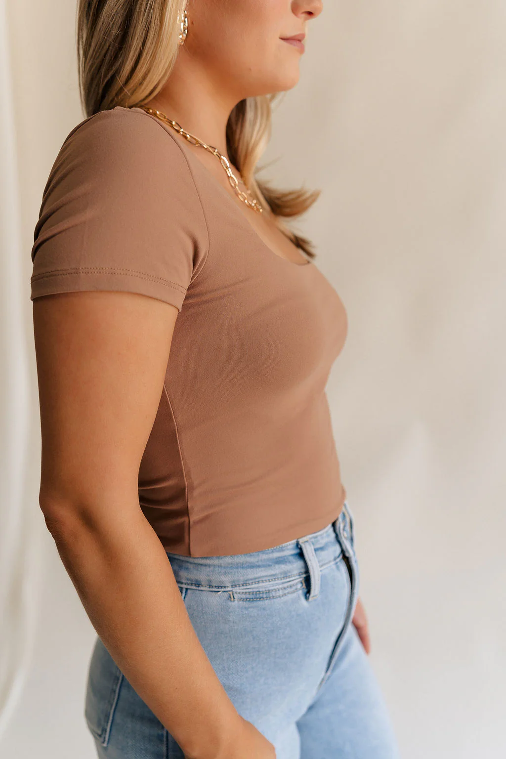 Saylor Toffee Brown Short Sleeve Top - Image 4