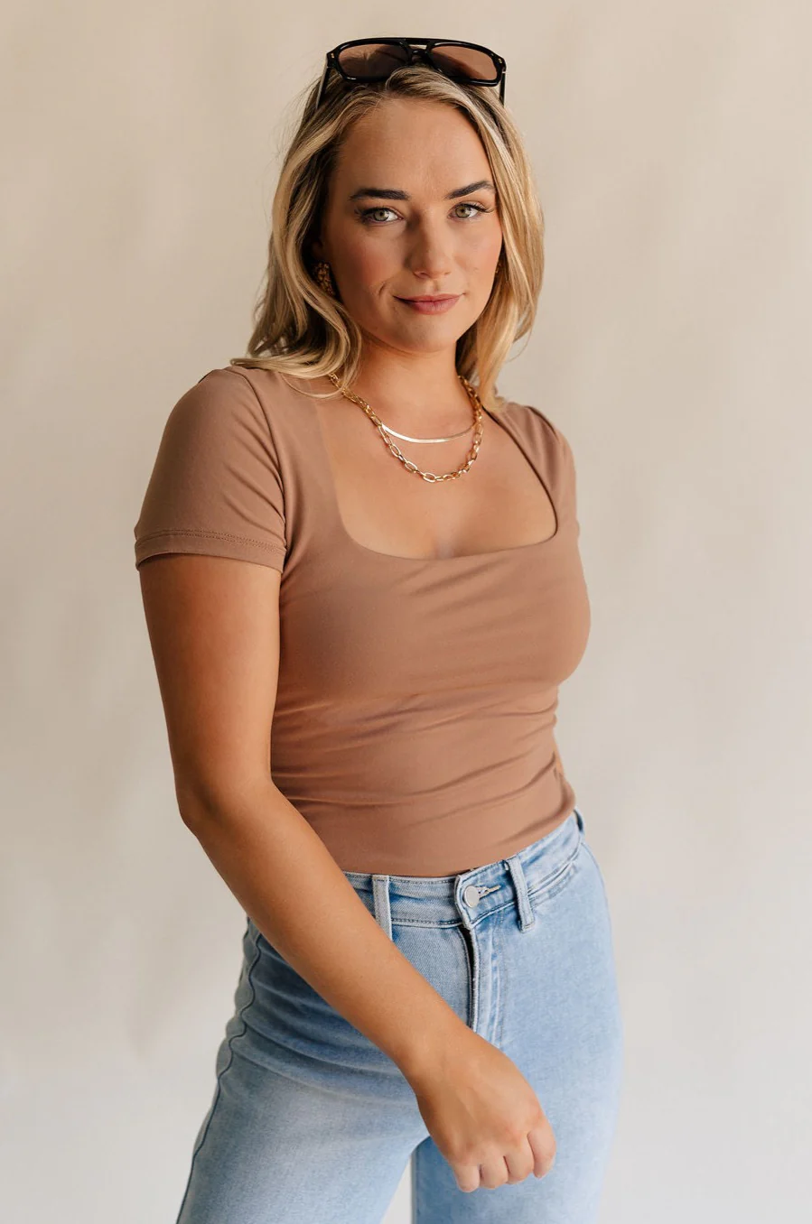Saylor Toffee Brown Short Sleeve Top - Image 7