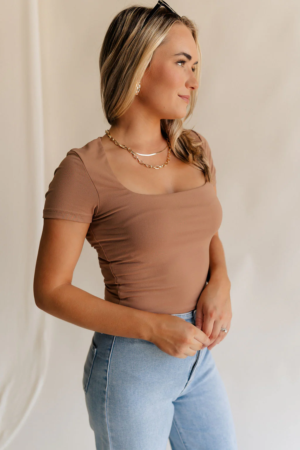 Saylor Toffee Brown Short Sleeve Top - Image 8