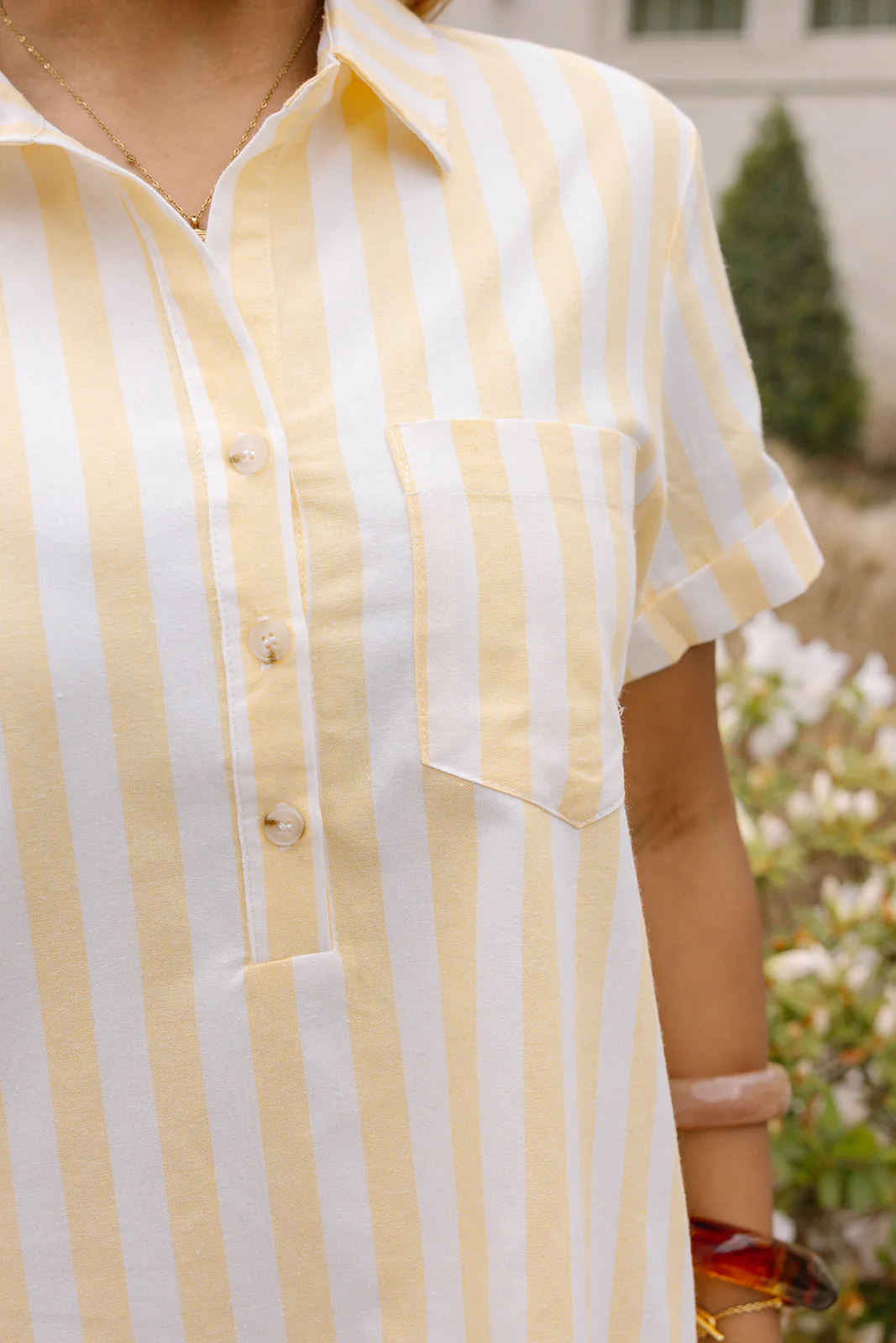 Saylor Yellow & White Stripe Mini Dress - Image 2