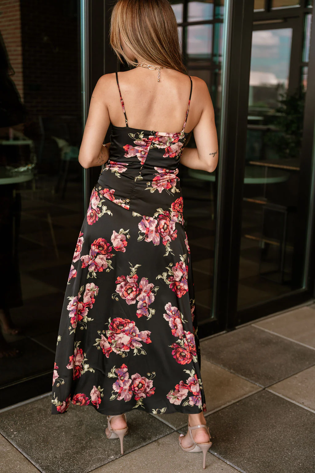 Scarlet Black Multi Floral Satin Midi Dress - Image 4