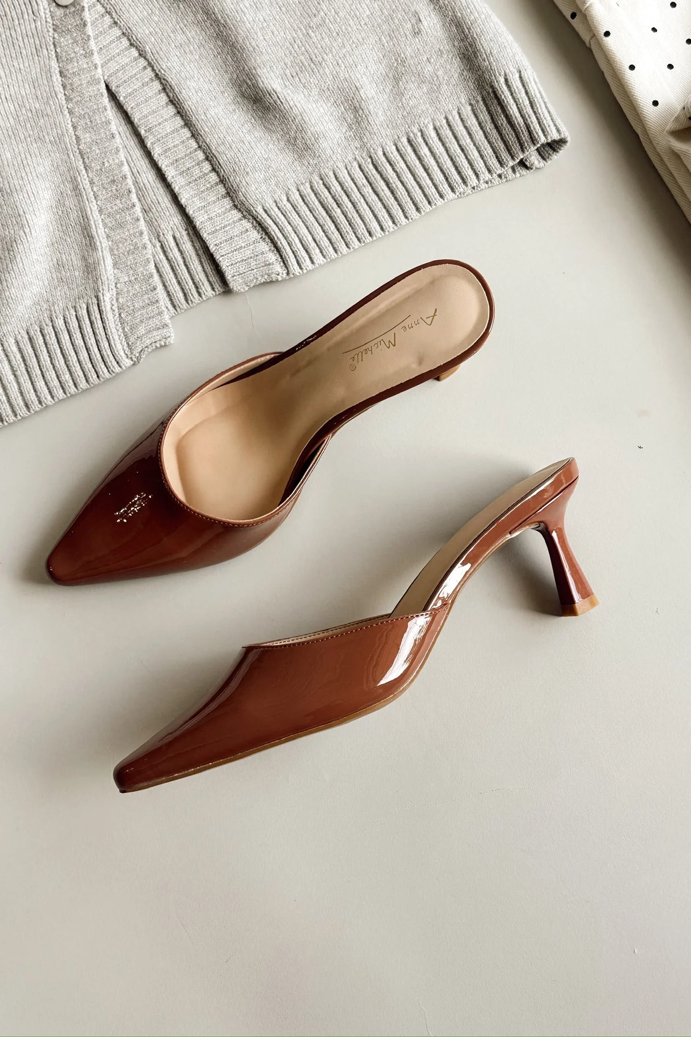 Scarlet Brown Patent Leather Pointed Toe Heel