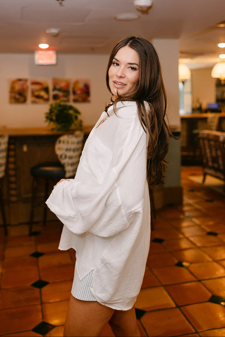 Scarlet White Button-Up Long Sleeve Top - Image 2