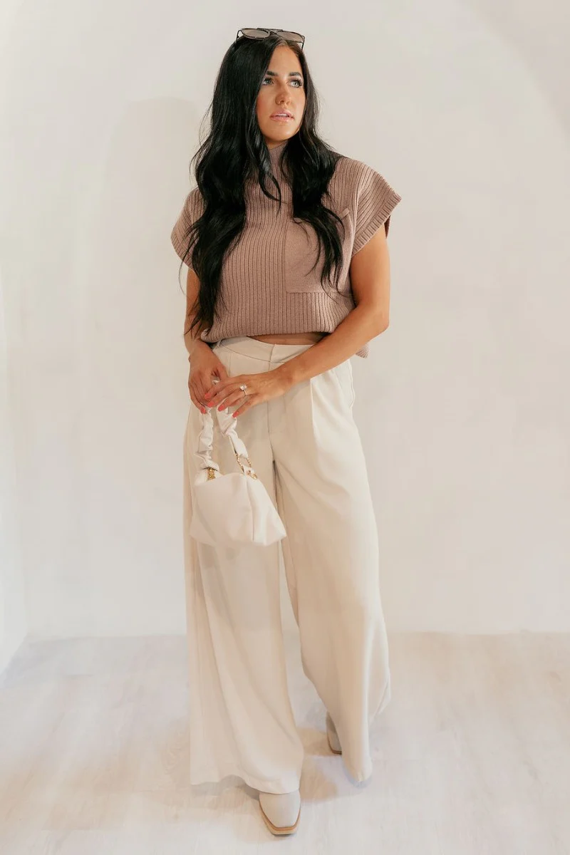Scarlett Beige Wide Leg Pants