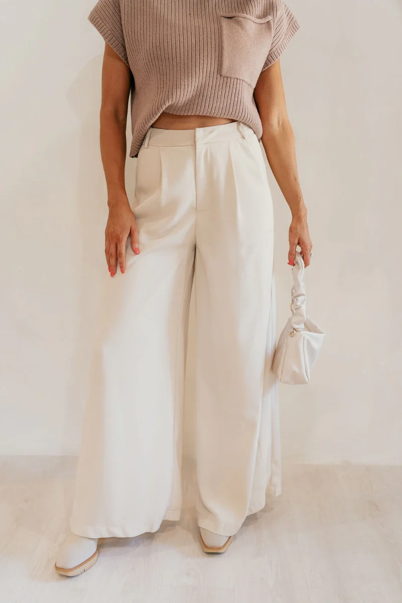 Scarlett Beige Wide Leg Pants - Image 2