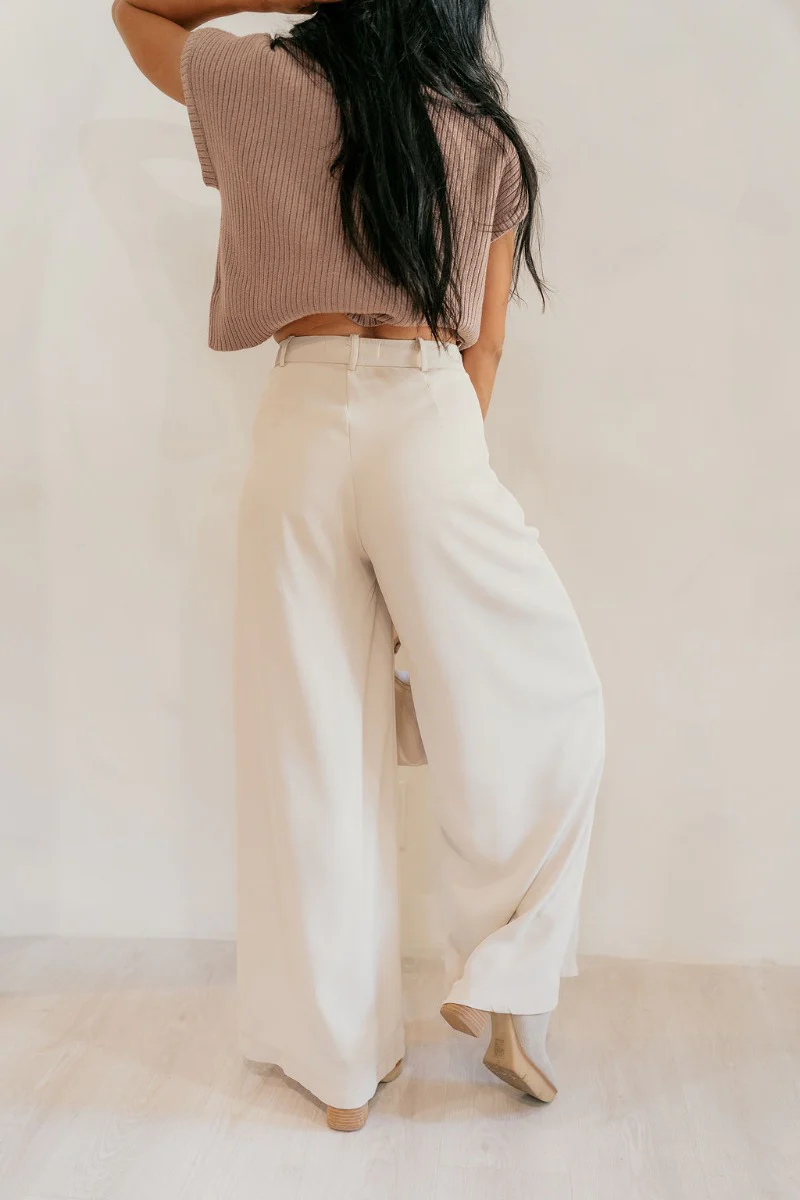 Scarlett Beige Wide Leg Pants - Image 4