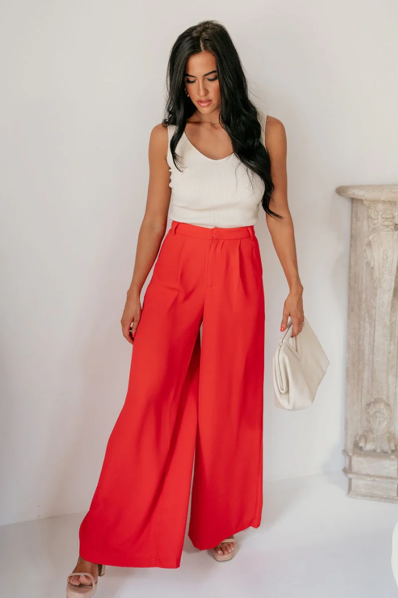 Scarlett Red Wide Leg Pants