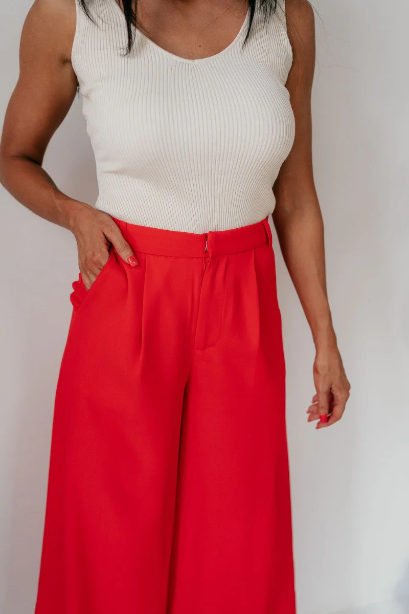 Scarlett Red Wide Leg Pants - Image 4