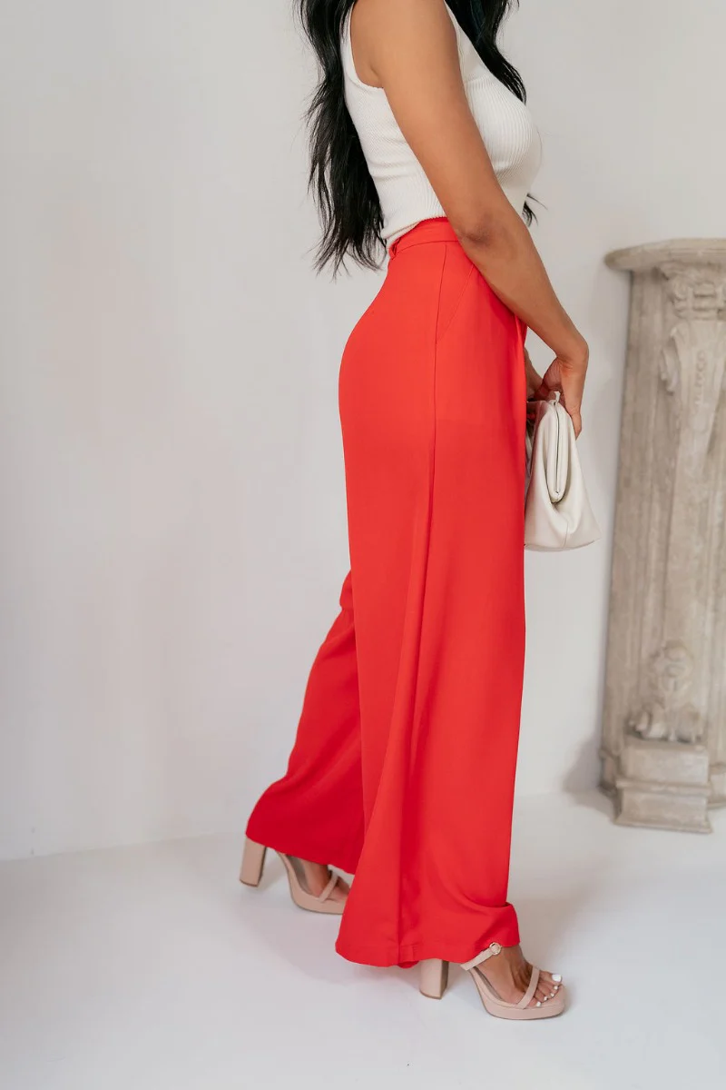 Scarlett Red Wide Leg Pants - Image 5
