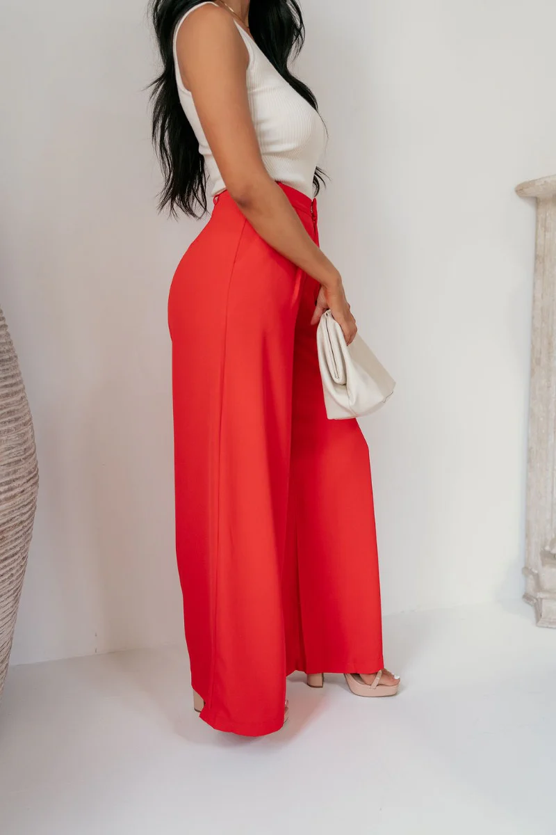 Scarlett Red Wide Leg Pants - Image 6