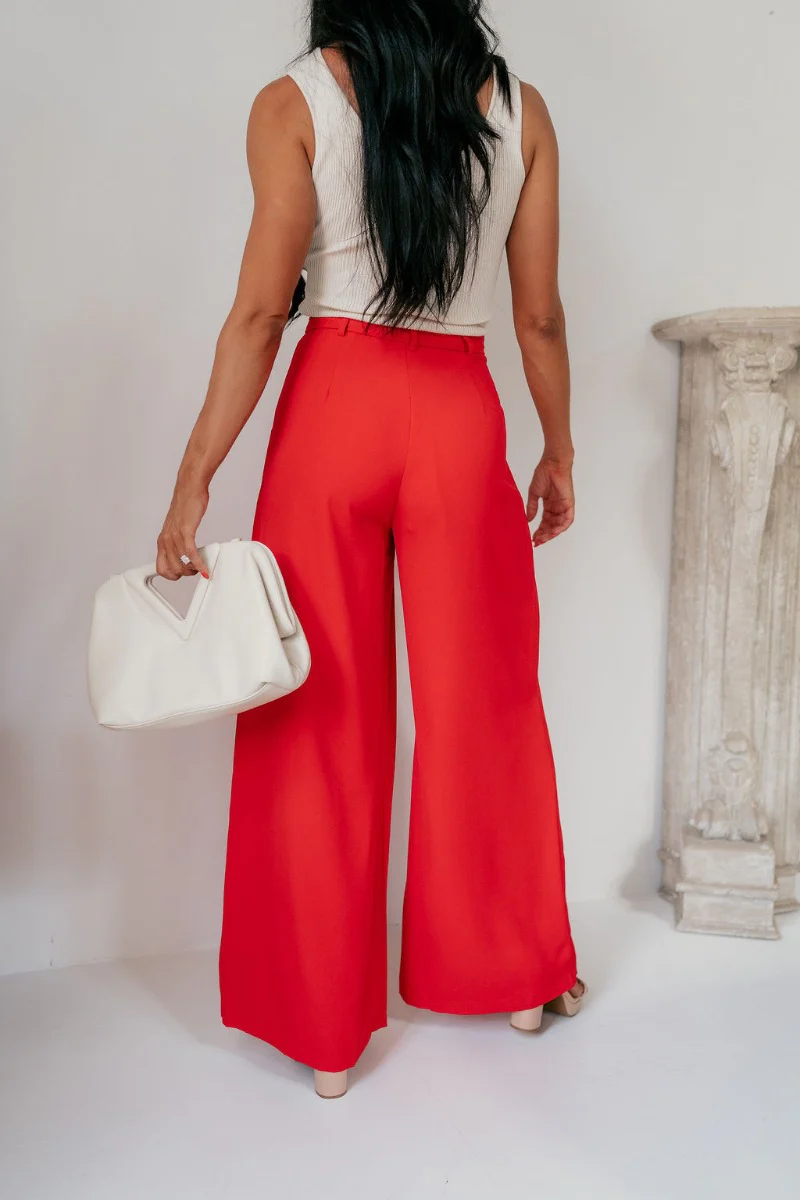 Scarlett Red Wide Leg Pants - Image 7