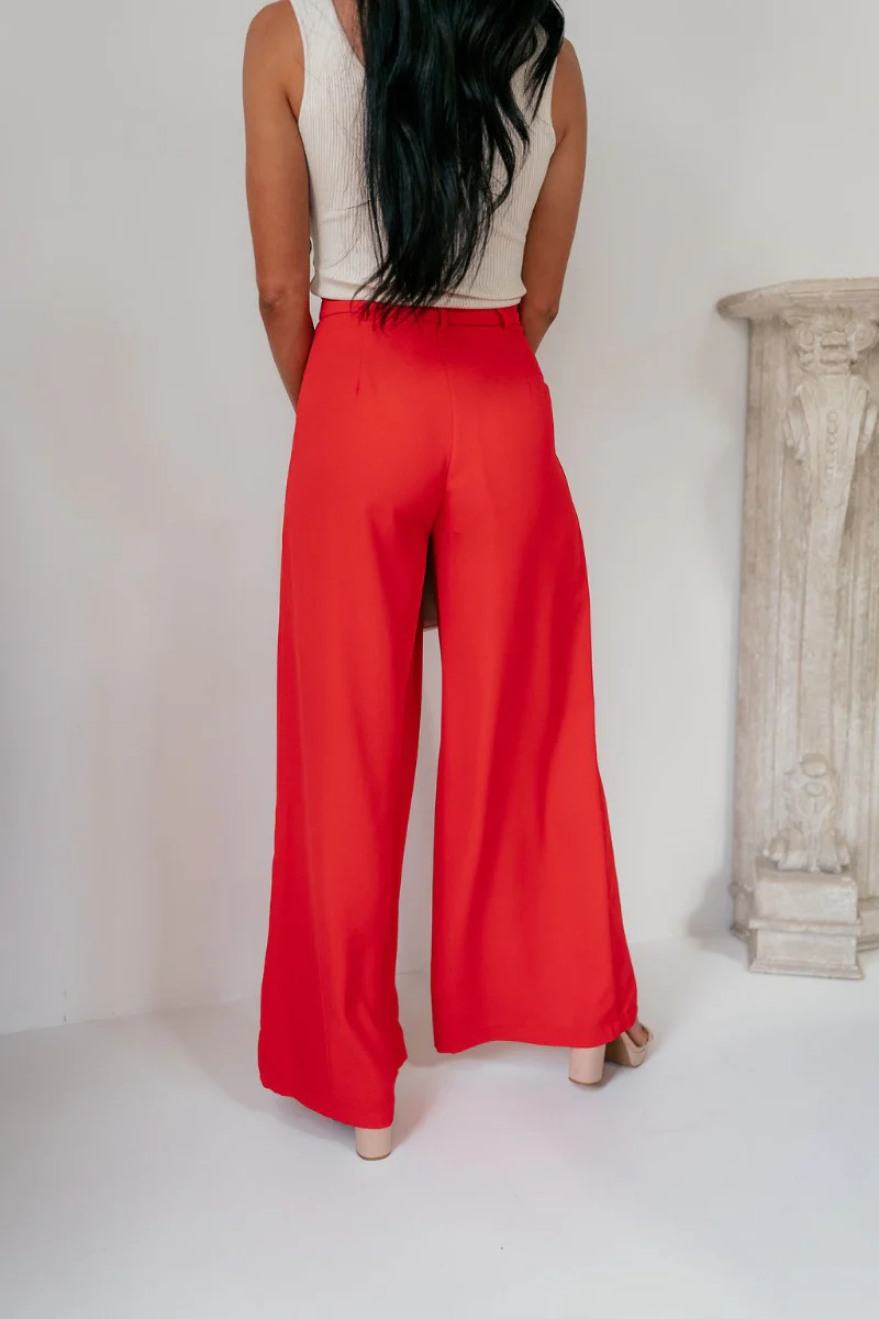 Scarlett Red Wide Leg Pants - Image 8