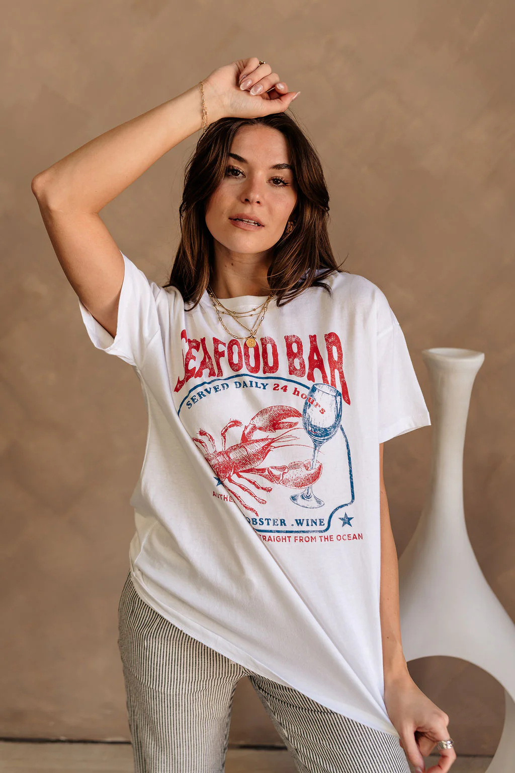 Seafood Bar White Multi Graphic Tee - Image 4
