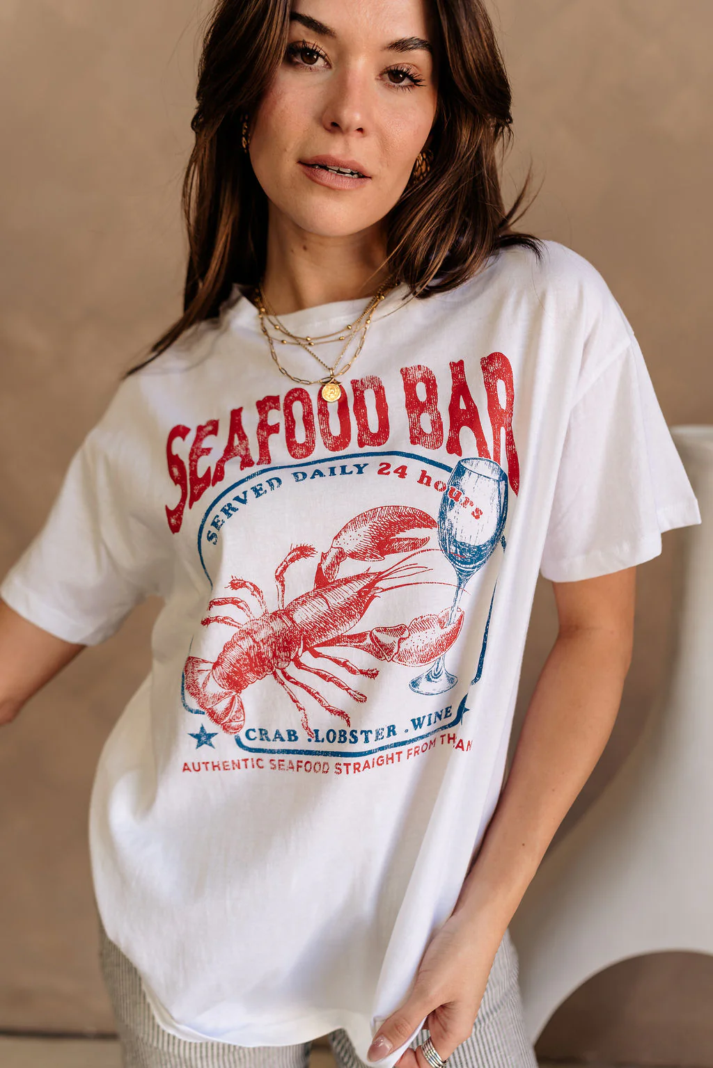 Seafood Bar White Multi Graphic Tee - Image 6