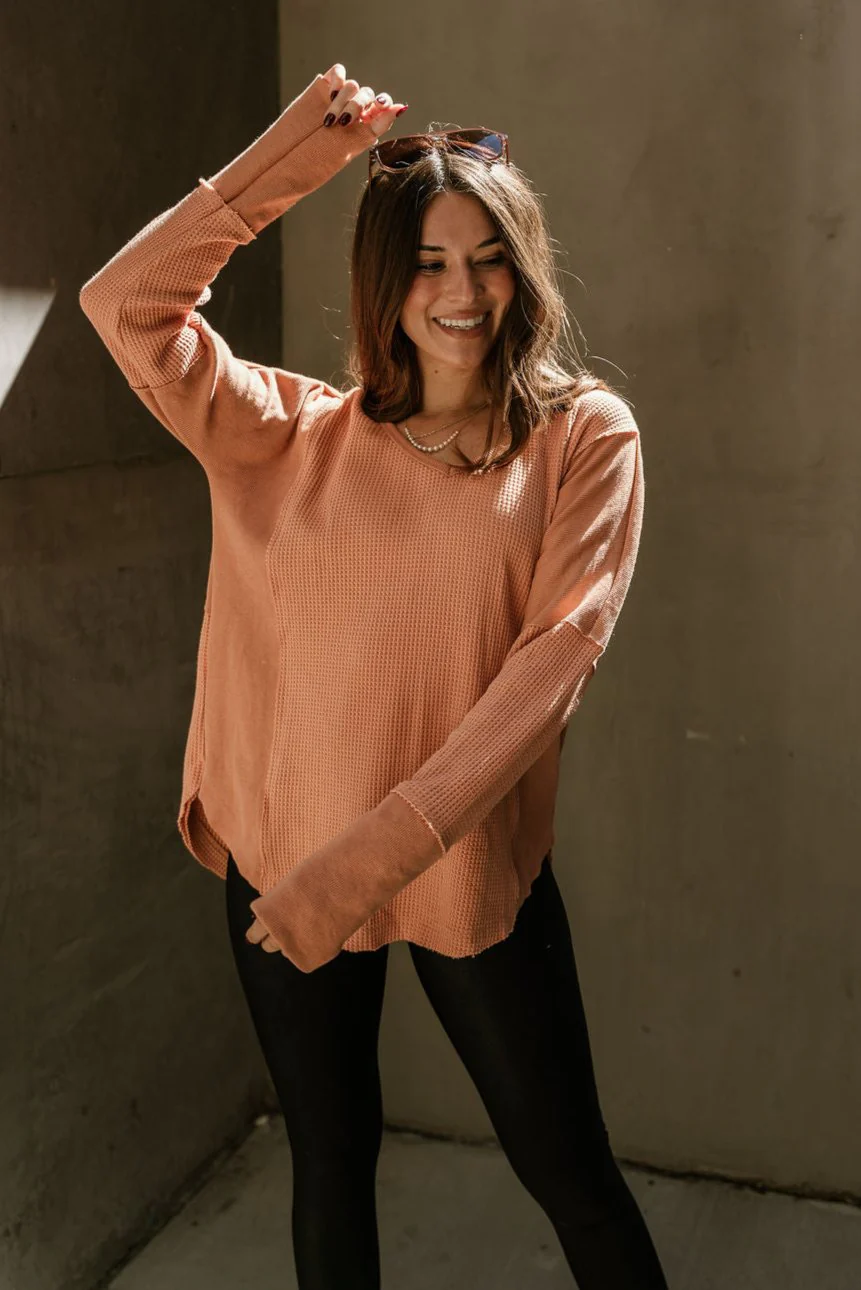 Seine Orange Long Sleeve Top