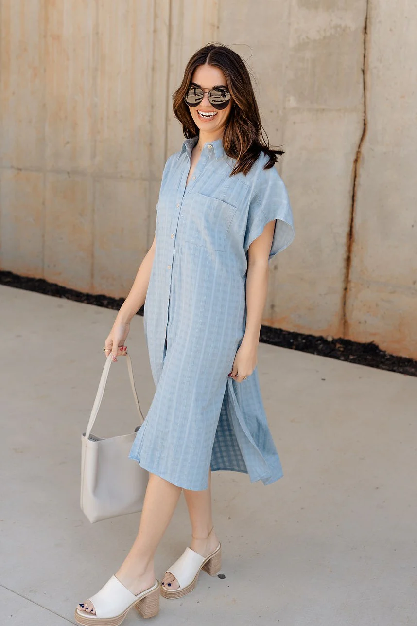 Selah Chambray Button Up Midi Dress - Image 2