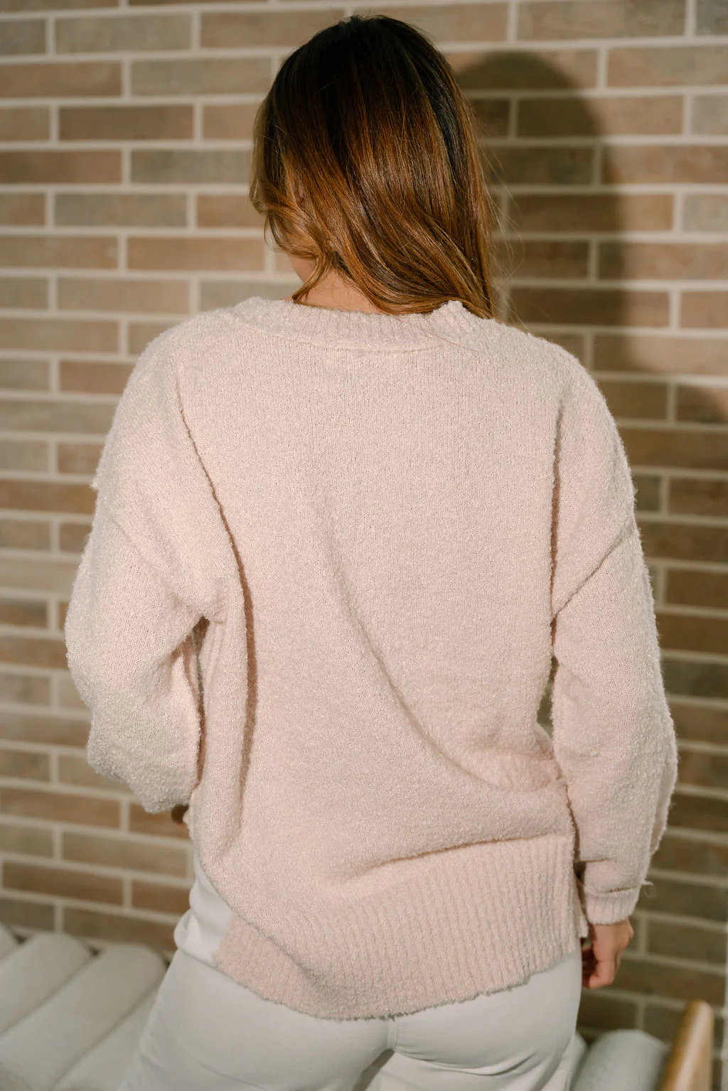 Selah Cream Knit V-Neckline Sweater - Image 6