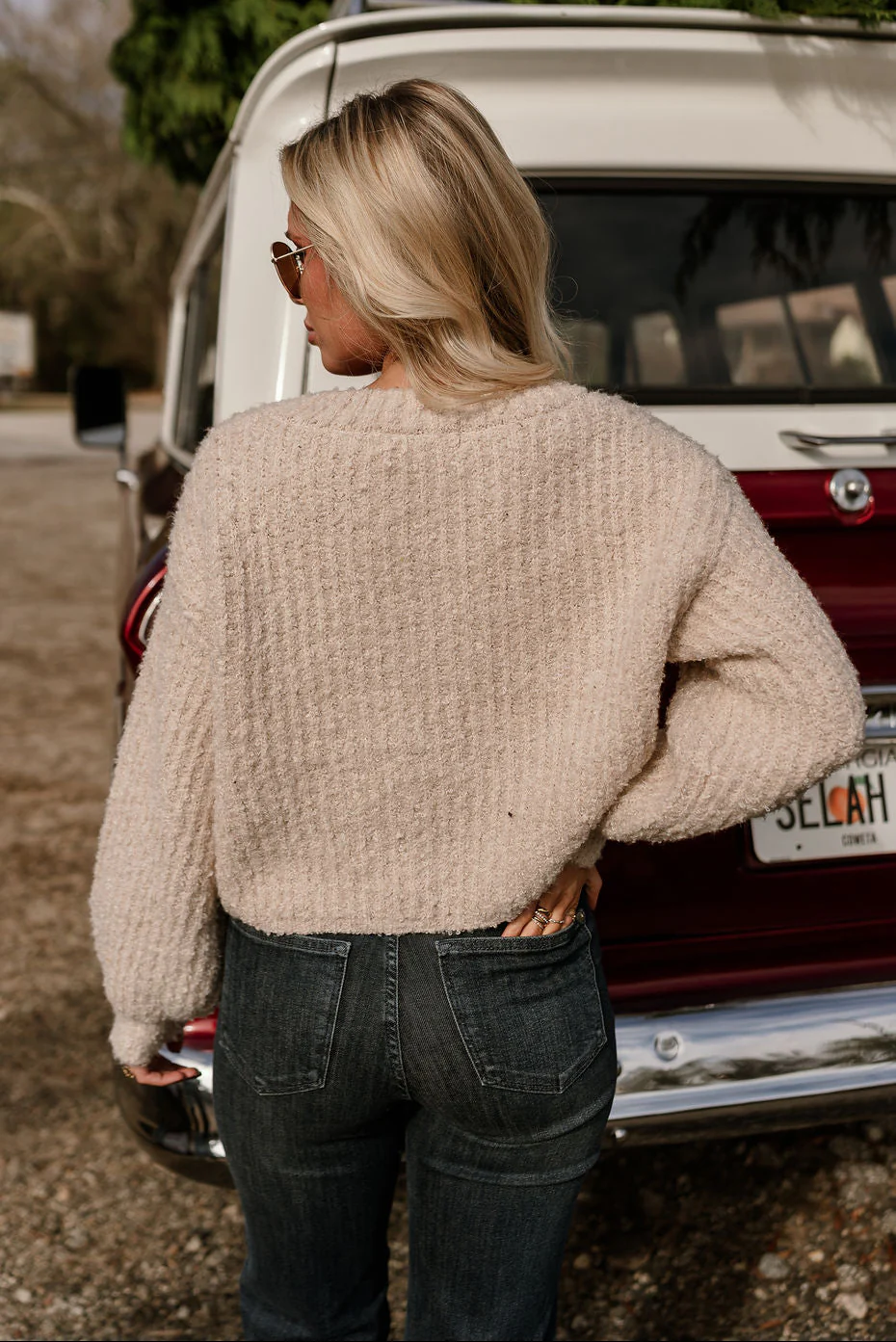 Selah Cream Textured Knit Cardigan - Image 4