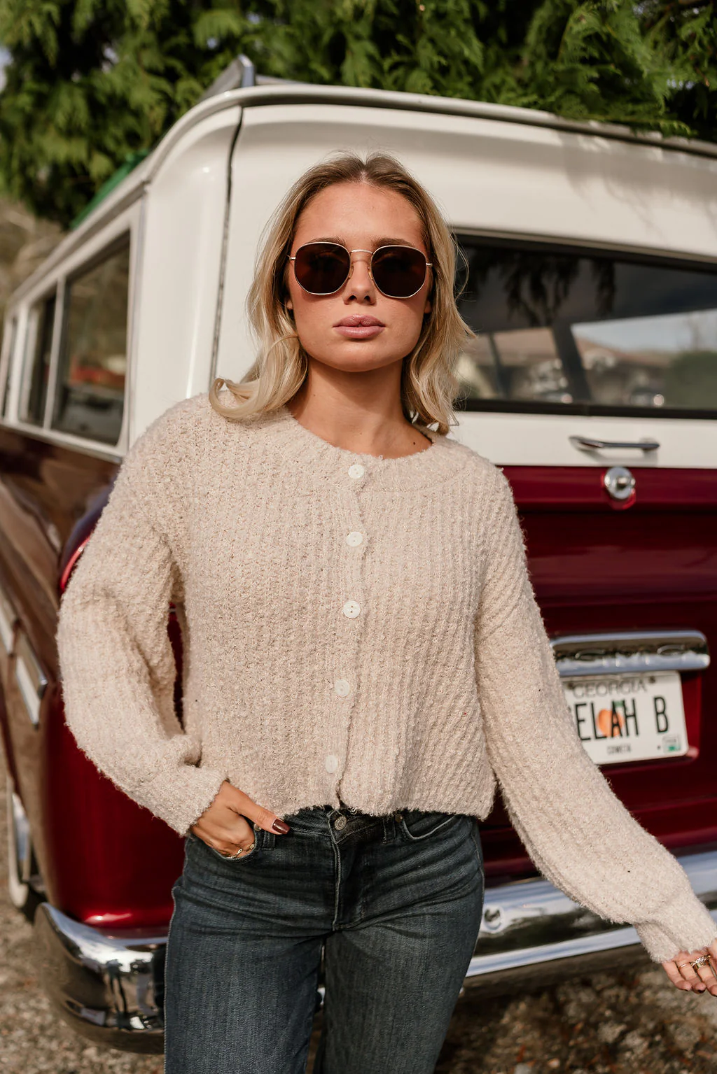 Selah Cream Textured Knit Cardigan - Image 5