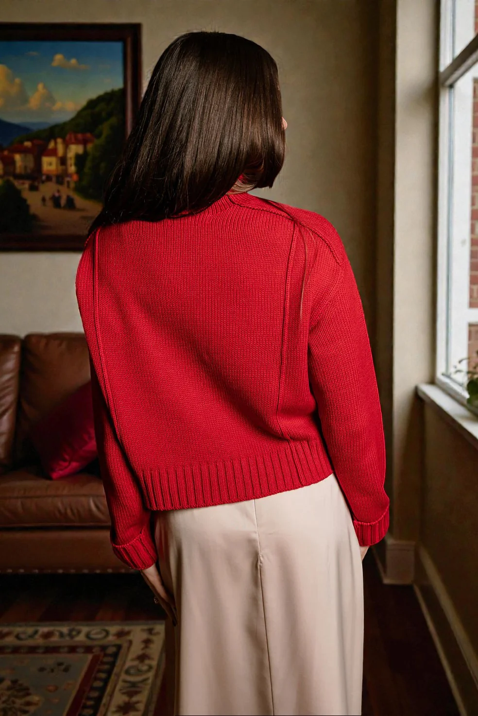 Selah Red Mock Neck Knit Sweater - Image 4