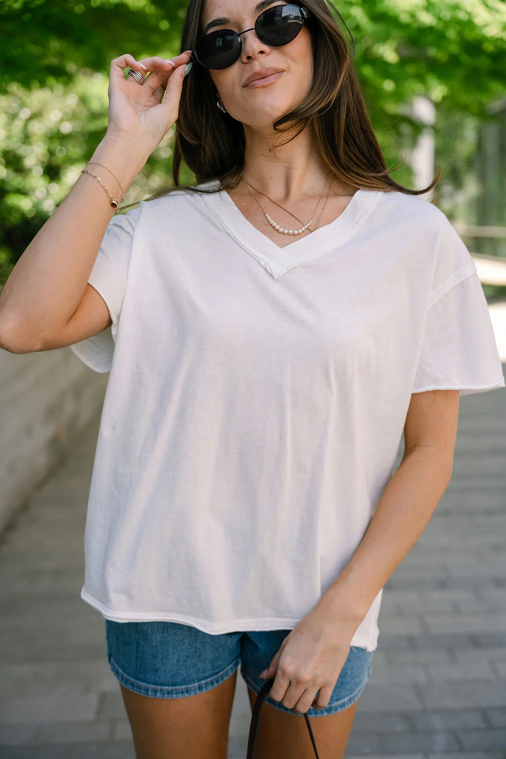 Selah White V-Neckline Short Sleeve Top - Image 5