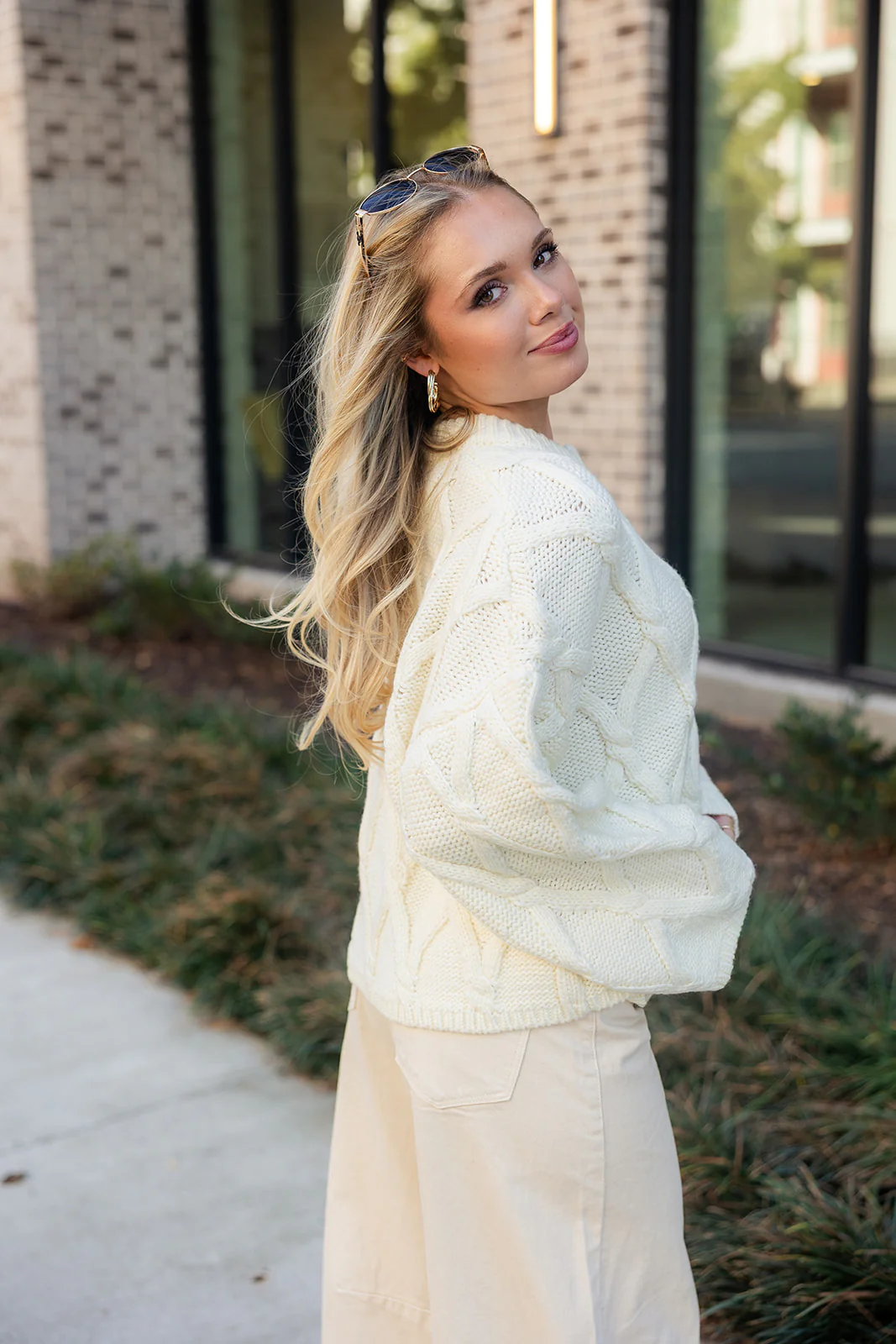 Selena Cream Knit Button-Up Cardigan - Image 3